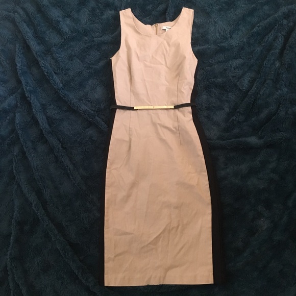 Black & Khaki Dress With Removable Belt - Picture 6 of 7